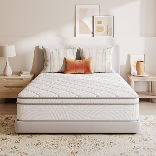 Sweetnight Full Size Mattresses, 10 Inch Hybrid Mattress in a Box with Comfort Foam & Pocket Springs, Plush Bed Mattress for restful Sleep, CertiPUR-US Certified