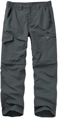 mosingle Walking Hiking Trousers Mens, Safari Zip Off Lightweight Quick Dry Convertible Travel Fishing Cargo Breathable Outdoor Pants #6226-Dark Grey-42