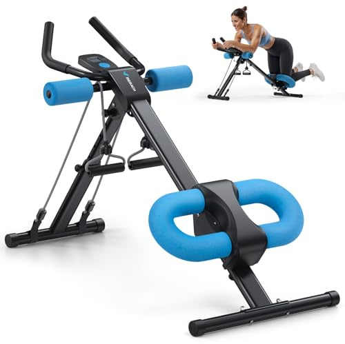 MERACH Ab Machine, Abs Workout Equipment, Adjustable Ab Trainer Machine for Abs Workout at Home Gym, Foldable, Knee Protection(Blue)