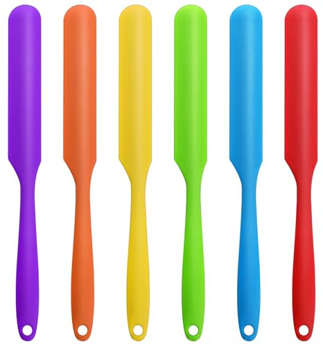 6 spatole in silicone per barattoli, 6 colori, piccole spatole in silicone resistenti al calore, per torte, crema e burro, con manico lungo, antiaderenti, da cucina, cucina, cucina, mestiere
