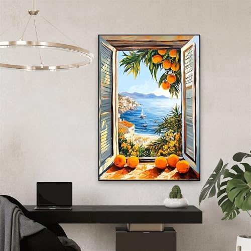 Öppet fönster Henri Matisse Poster Henri Medelhavet Apelsinträd Kustutsikt Canvastavla Heminredning (60x90 cm/Utan ram)