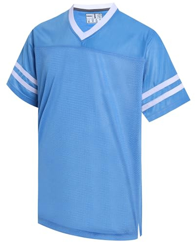 Gabiphy American Football Jerseys for Men Women Friends Gift Workout Tops Sport Athletic Shirts Party Streetwear Running Light Blue Jersey-White Stripe Men Size 3X-Large