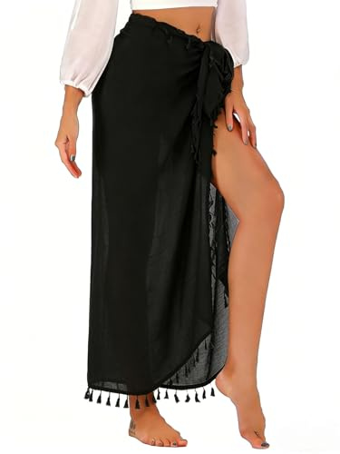 Koerye Verano Pareos de Playa Chiffon Mujer Toalla de Playa Bufanda Envolvente Falda Sarong Chal Vestido Elegante Falda Camisolas Pareo Vestido Negro