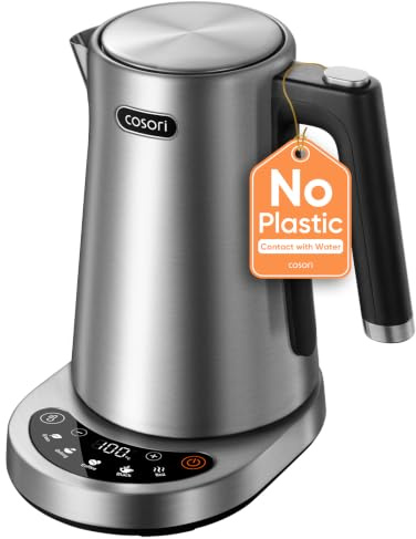 Cosori Kettle, Plastic-Free Water Contact, ±5°C Precise Temperature Control | Stainless Steel Electric Kettles, 3000W Fast Boil, 60-Min Keep Warm, Removable & Washable Filter, 1.7L for Tea & Hot Water