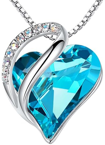 Leafael San Valentino Collana Donna Cuore con Pietra di Nascita, Ciondolo Cristallo Birthstone, Catena con Pendente Elegante, Confezione Regalo Inclusa