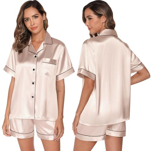 GAESHOW dam Sleeve Satin Silk Pajamas bor hemma