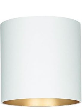 Licht-Erlebnisse Foco de superficie GU10 lámpara de techo, foco de superficie blanco, dorado, brillante, cocina, pasillo, Ø12,7 cm, foco de techo, foco, pequeño, redondo, foco de techo, proyector