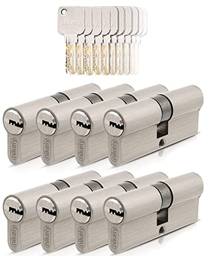 GERCAR Pro 8 cilindros de cierre 35/35 con cierre uniforme, juego de 8 cilindros de perfil, incluye 40 llaves, 70 mm, cerradura de puerta de 8 cilindros – Longitud: 70 mm