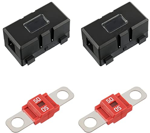 BOJACK 2 Pezzi ANS Portafusibili per Auto e 2 Pezzi Fusibili Midi Bolt-on ad Alta Corrente 50A Amp per Auto Camion Veicoli