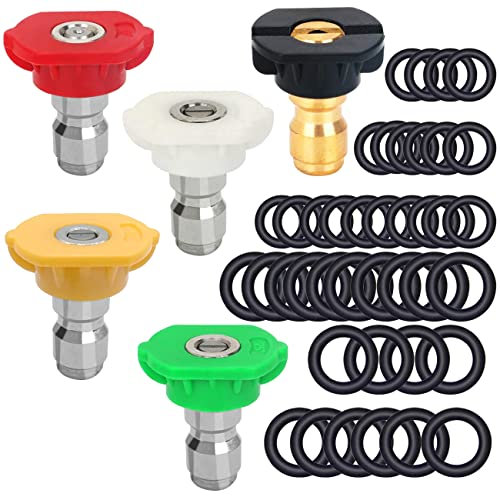 CKANDAY Lot de 5 buses de pulvérisation pour nettoyeur haute pression + 40 joints toriques de rechange millimètre et 9,5 mm, embouts de connexion rapide