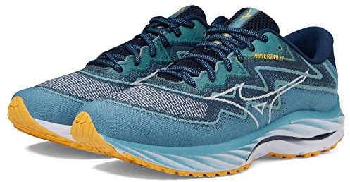 Mizuno Wave Rider 27 Men's Running Shoe, Adriatic Blue-Snow White, 8 UK
