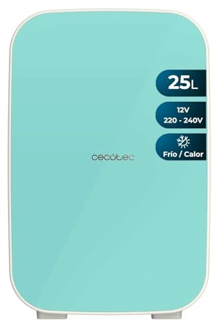 Cecotec Minicooling Bolero Minicooling 25L Bahamas Mint. 25L, Mini Frigo 12V-220V, Compatibile Con Auto-Camper, Funzione di Raffreddamento-Riscaldamento, Gamma di Temperatura 7-65°C, Trasporto Facile