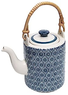 Teekanne MIX'N'MATCH blau handgestempelt aus Steinzeug Teepott, Kanne, Fassungsvermögen: 1200 ml, 26 x 18 x 12 cm