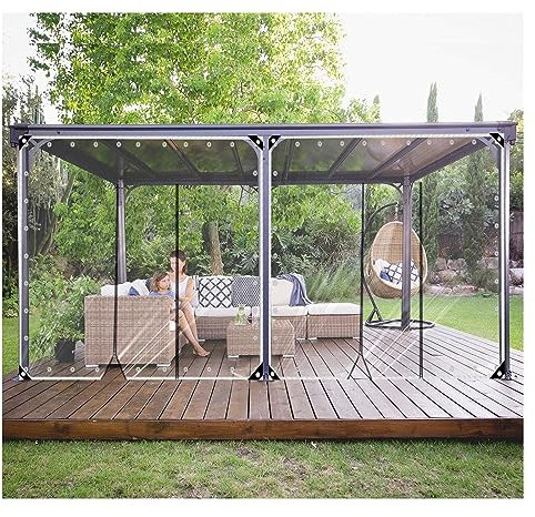 Bâche en PVC avec Fermeture À Glissière, Bâche Transparente Rideau de Porte de Garage avec Fermeture Éclair Matériau PVC Imperméable Résistance Au Déchirement,pour Gazebo ( Size : H2xW9m/H6.5xW29.5ft