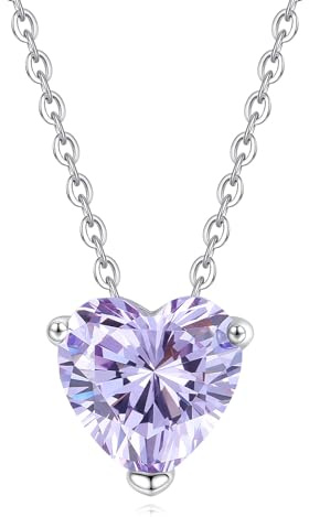 GAVU Collana Punto Luce da Donna con Ciondolo Cuore Viola di Cubic Zirconia e Catenina in Argento Sterling 925, Collana Argento 925 Donna