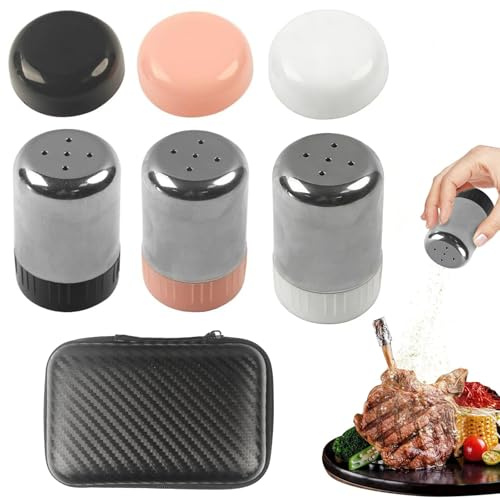 Confezione da 3 piccole saliere, mini saliere da viaggio, piccole saliere e pepiere con contenitore, saliera in acciaio inox con coperchio, mini saliera per spezie per campeggio bento box office