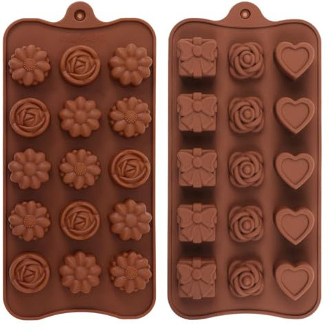 Lot de 2 moules à chocolat en silicone, moules à protéines pour bonbons, moules à bonbons, moule à pain d'épices en silicone, pour chocolat, gelée, pralines, glaçons et savons