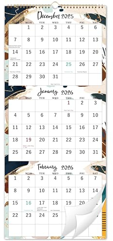 2026 Wall Calendar - 2026 Calendar, DEC 2025 - JAN 2027, 3 Month Calendar 2026, 14 Months Calendar Vertical Display, 11 x 26, Premium Paper