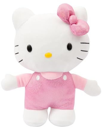 Hello Kitty Plüschtier 30 cm mit modischem Outfit, Kleid und Schleife aus rosa Satin, für Kinder ab 3 Jahren - Giochi Preziosi