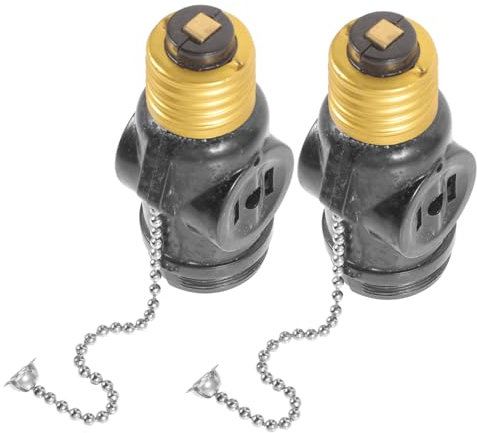 HOMSFOU Portalampada E26 Con Catenella Adattatori Per Attacco A Vite A 2 Uscite Portalampada Nero Per Interni Per Lampadine E26