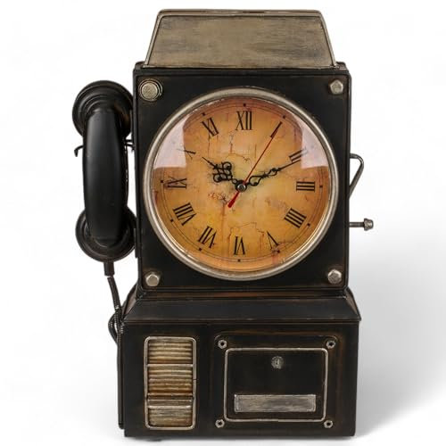 MIJOMA Cassetta portachiavi in metallo dal design retrò con orologio – Design vintage, ca. 26 x 35,5 cm, decorazione da parete in stile retrò, montaggio a parete, funzionamento a batteria