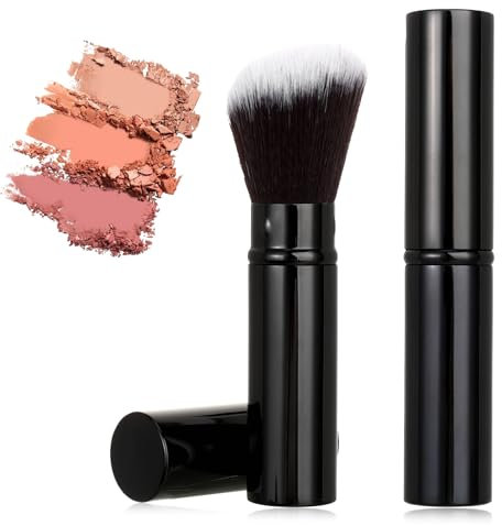 Einziehbare Make-Up Pinsel, 2 Stück Schwarz Kabuki Hohe Qualität Puderpinsel Abgewinkelte Blush Rouge Concealer Reisepinsel Mit Abdeckung, Für Sonnenschutz, Kosmetik