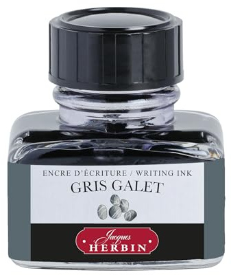 Jacques Herbin 13005T - One 30 ml Bottle of Ink for Fountain pens and Rollerball pens, Gris Galet/Pebble Grey - Made in France - Calligraphy, Writing