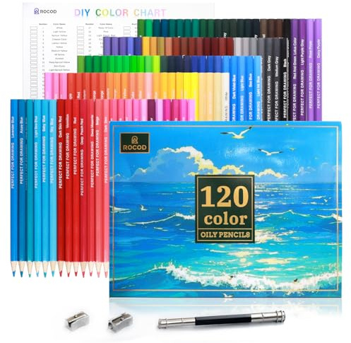 ROCOD 120-Color Colouring Pencils Professional Coloured Pencil Colored Drawing Pencils Colour Pencil for Adults and Artists Art Sketching Set