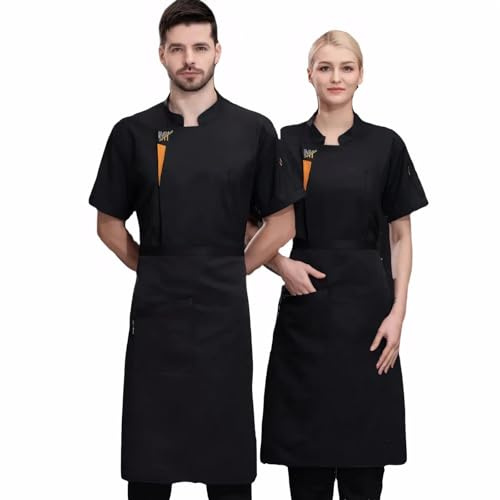 Maizoon 1 ensemble de costume de chef professionnel à manches courtes avec veste respirante et tablier imperméable, uniforme de cuisine d'été léger