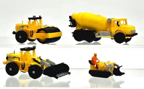 Iberplace IH01256 4 Miniatyrer Byggfordon ho Skala H0 Figurer Skala 1:87 Järnvägsmodellbygge Modelltåg Diorama Modellmodeller Modellfigurer Självmodellering