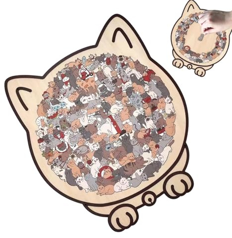 Mihauuke Wooden Jigsaw Puzzle, Long Lasting Precise Decor Kit | Cat Puzzle Frame - for Adults Kids Family Friends Lovers Indoor Home Wall Decor