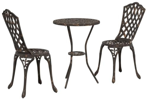 Genérico Set Bistro da Giardino 3 PCS Bronzo Alluminio,Bronzo,11.86kg,42002390