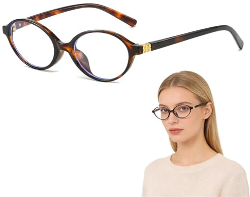 DOVBAN Occhiali Luce Blu Ovali Donna Montatura Occhiali Da Vista Donna Ovali Anti Affaticamento Per Computer Gioco Lettura(Modello Tartaruga)