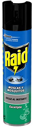 Raid Insetticida Mosche e Zanzare Aroma Eucalipto, Azione Instantanea, Aerosol - 400 ml