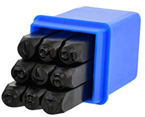 BSD Schriftart Metallstempel Set - Schlagstempel Set, Schlagzahlen Set, Kohlenstoffstahl Zahlen Metallstempel Set - 0-9 - Zifferhhöhe: 6mm