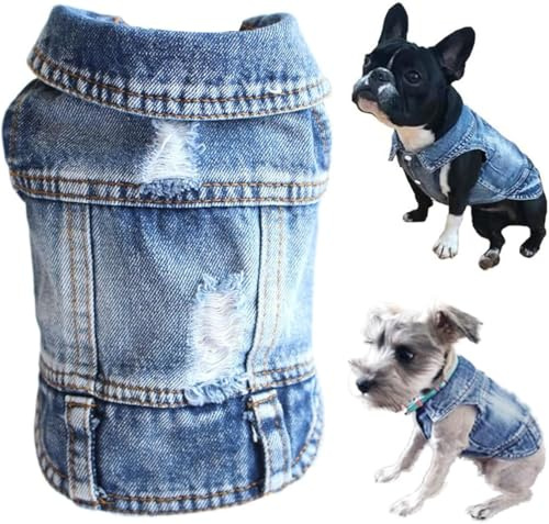 Tealots Dog Jean Jacket, Blue, XL, Cotton, Machine Washable, Dog Clothing, Jacket, Medium Dogs, Classic, All Seasons
