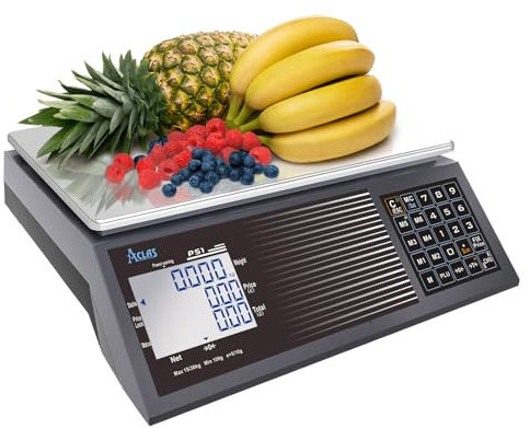 ACLAS Marktwaage Waage 30Kg 10g Kontrollwaage Geeichte Ladenwaage - mit Dual LCD-Display Industrie Preiswaage Digitale f?¡ì1r Lebensmittel, Fleisch, Feinkost, Obstmarkt