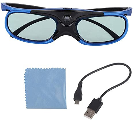Zunate Universelle Aktive 3D-Shutter-Brille für DLP-Link-3D-Projektoren, Wiederaufladbare 3D-Brille, 1080P-Originallinse mit Hoher Transparenz, 178 ° Breiter Betrachtungswinkel
