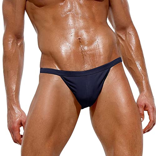 Sexy Badehose Herren Kurz Badeslip Eng Badehosen Männer Slip Jungen Schwimmhose Bunter Badeshorts Slips Tunnelzug Lustig Sommer Brief Swim Short Marine L