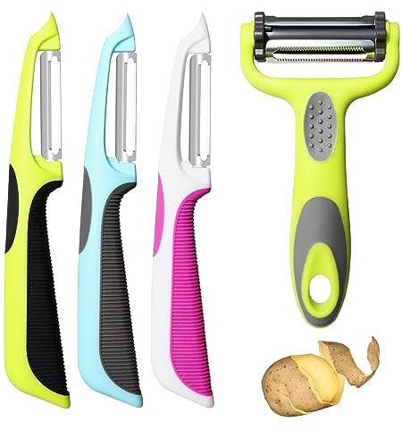 Gemüseschäler, Gemüse Universalschäler, 4 St. Sparschäler Set, Schäler, Kartoffelschäler, Potato Peeler, Vegetable Peeler, Schäler Gemüse, Küchenschäler, Gemueseschaeler, Schäler Set, Carrot Peeler