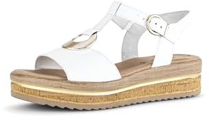 Gabor Damen Plateausandalen, Frauen Sandalen,Best Fitting,Sommerschuhe,Freizeitschuhe,offene Schuhe,Strandschuhe,Weiss (Gold),38.5 EU / 5.5 UK