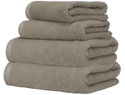 Ruggeri - Set Asciugamani 2 + 2 | Viso + Ospite | 100% Cotone Extra Morbido 500 gr - Let's Color! (Tortora)