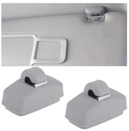 Adunsiaoto 2 Piezas Clip Para Visera De Coche, Clip Para Colgar Visera Parasol, Interior Parasol Clips, 3B0857561B Actualizado Interior Del Coche Titular Gancho Soporte De Suspensión(Gris)