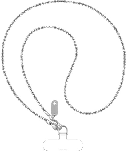 UKON Crossbody Phone Chain Lanyard - Fashion Anti-Theft Phone Strap with 2xTPU Tether Tab for Women Shopping Traveling Party（LightSilver）
