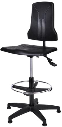 topsit IND00120 arbetsstol av polyuretan, ergonomisk arbetsstol för laboratorium, synkronisering, höjdjusterbar och lätt att rengöra, stabil bas med metallfotring och fötter.
