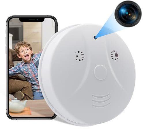 ZGSZ Caméra Cachée WiFi Espion, Mini Caméra Cachée WiFi Espion Détecteur de Fumée HD 1080P avec Vision Nocturne et Détection de Mouvement