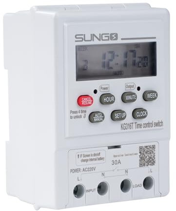 Jadeshay programmateur Electrique Interrupteur horaire AC220V minuterie programmable pour l'éclairage de l'irrigation du Jardin (KG316T)