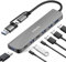 SINEHO 7-in-1 Dual USB Hub (USB-C & USB-A Input), USB C Adapter with USB 3.0, 4x USB 2.0, Dual USB-C Data Ports for Laptops, PC, Type-C Devices