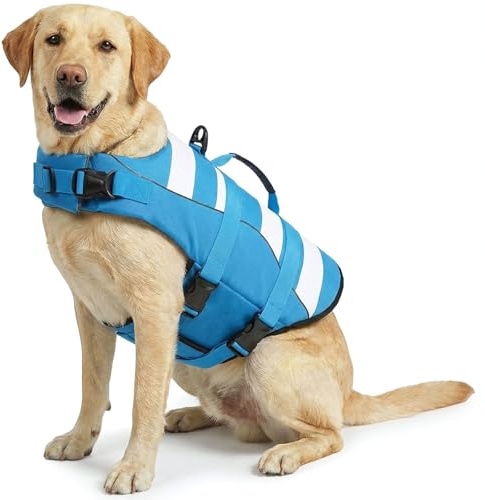 ASENKU Gilet de Sauvetage pour Chien L, Gilet Flottaison Chien Réglable avec Poignée, Gilet de Sauvetage Chien pour Bouledogue Francais Teckel Golden Retriever