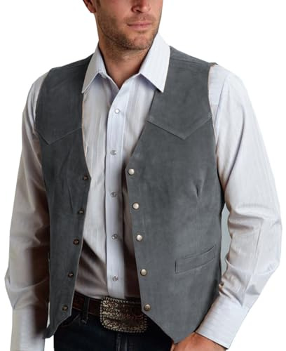 Allthemen Gilet en Daim Homme Vintage Rétro Vest sans Manche avec Boutons